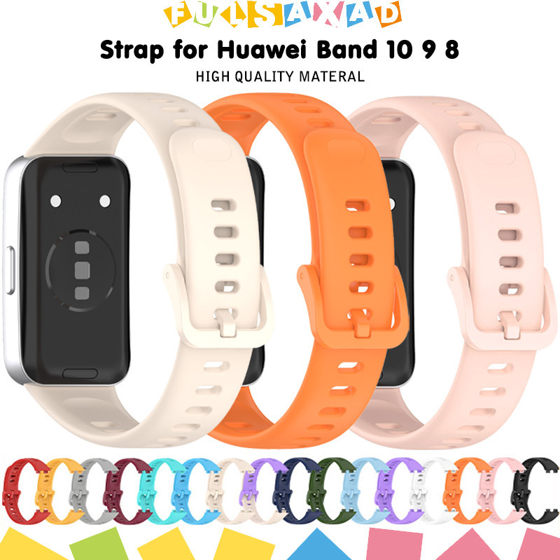 สายยาง for Huawei Band 10 9 8 NFC กีฬาสายรัดข้อมือระบายอากาศนุ่มกีฬาซิลิโคนสร้อยข้อมือสายคล้องคอสายอุปกรณ์เสริม