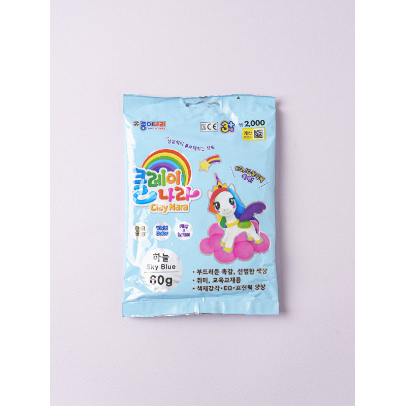 [Daiso Korea] Jongie Nara Air Dry Clay 60g (Sky Blue) - Soft Modeling Clay for Slime DIY & Crafts