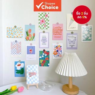 สติกเกอร์โปสการ์ด ลายดอกไม้ หัวใจ สีชมพู แบบสร้างสรรค์ สไตล์…