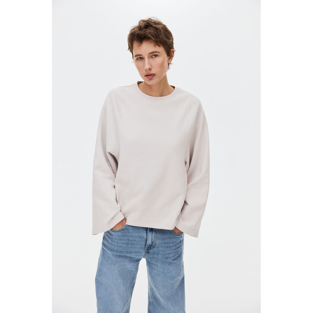 H&M(เอชแอนด์เอ็ม) เสื้อท็อปอินเตอร์ล็อกทรงโอเวอร์ไซส์ ผู้หญิง 1323897_1