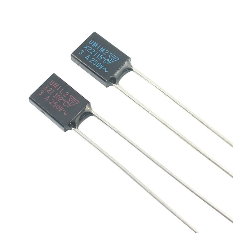 5pcs X21 X22 ความร้อนฟิวส์ Cutoff TF 102C 115C 102 115 องศา 3A 250V สีดําสแควร์อุณหภูมิสวิทช์ในสต็อก