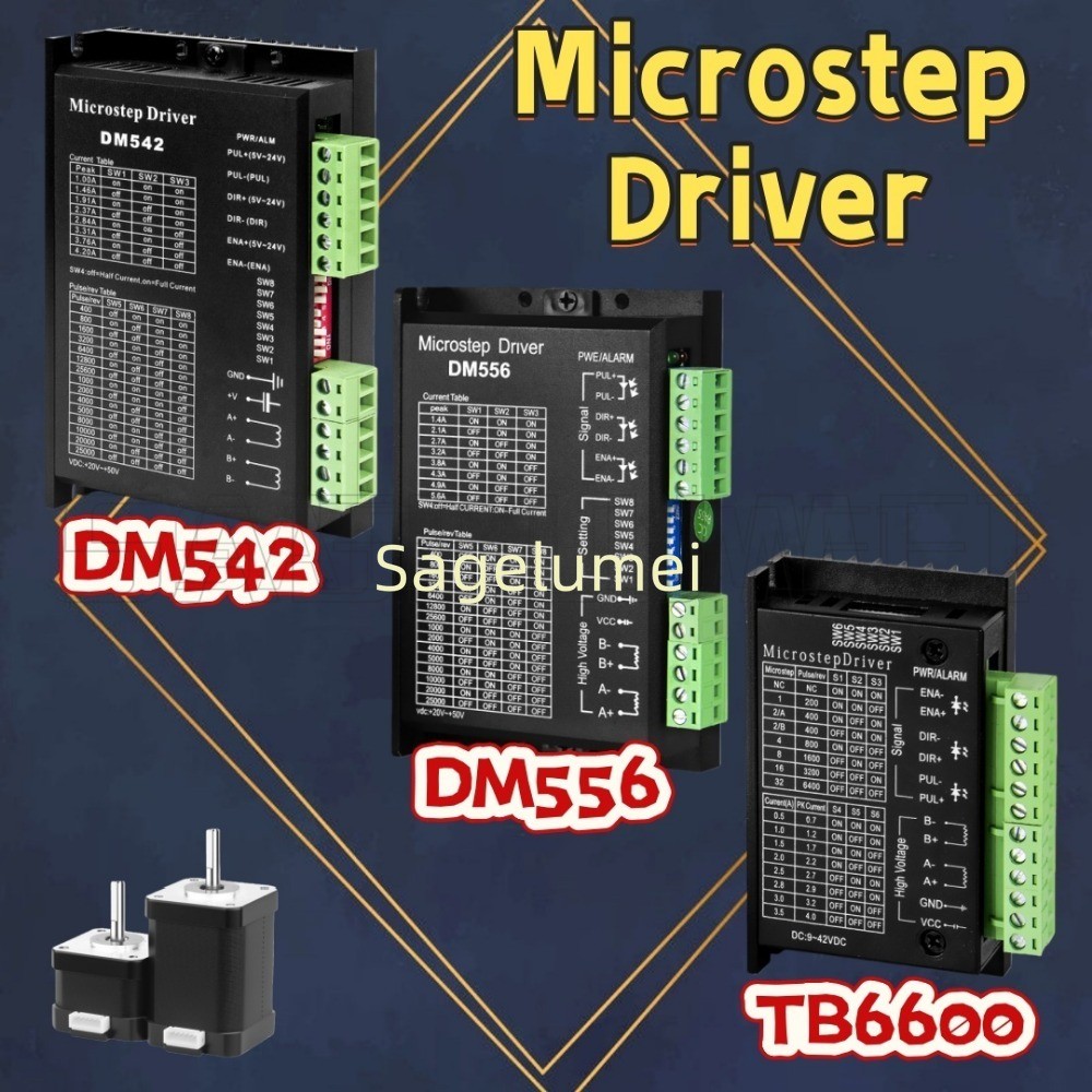 Microstep มอเตอร์ DM542 DM556 TB6600 Suitble สําหรับ 42 57 Stepper มอเตอร์ Nema17 Nema23 แหล่งจ่ายไฟ