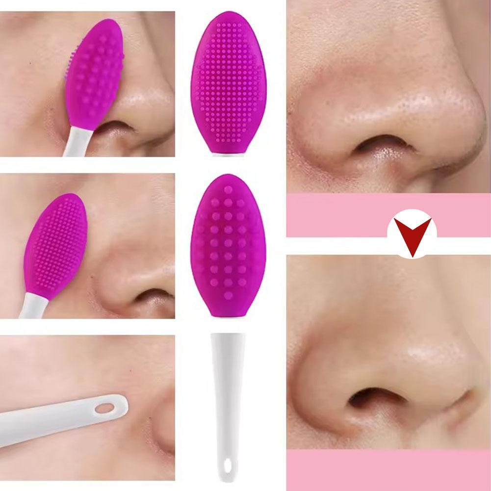 3 In 1 ซิลิโคนแปรงจมูกสองด้าน Exfoliatin Blackhead Brush Pore Deep Facial Care เครื่องมือ O3s5