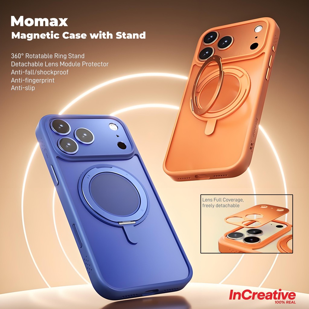 โมแม็กซ์ 360° ขาตั้งแหวนหมุนได้เคสแม่เหล็กสําหรับiPhone 17 Pro Max -กันกระแทกป้องกันลายนิ้วมือเคสFOR