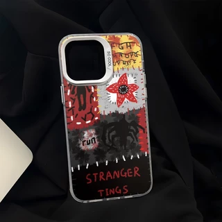 เคส Stranger Things สำหรับ iPhone 16 Pro Max 15 14 17 13 11 12 Pro Max 8 7 Plus X Xs Max ดีไซน์โลหะชุบทอง เท่ ​​สร้างสรร