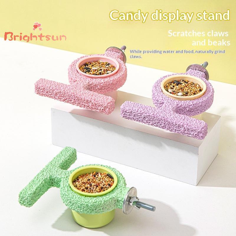 [BT-t] Parrot Station Pole Bird Feeding Box Claw Grinding Rodt Feeder Cage Accessories Bird Resting 