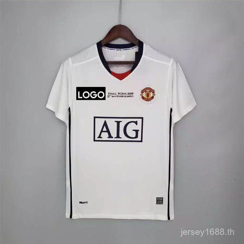 เสื้อทีมเยือน MAN ยุคคลาสสิก 2008/09 Ronaldo Rooney | Customizable Retro Champions League Shirt