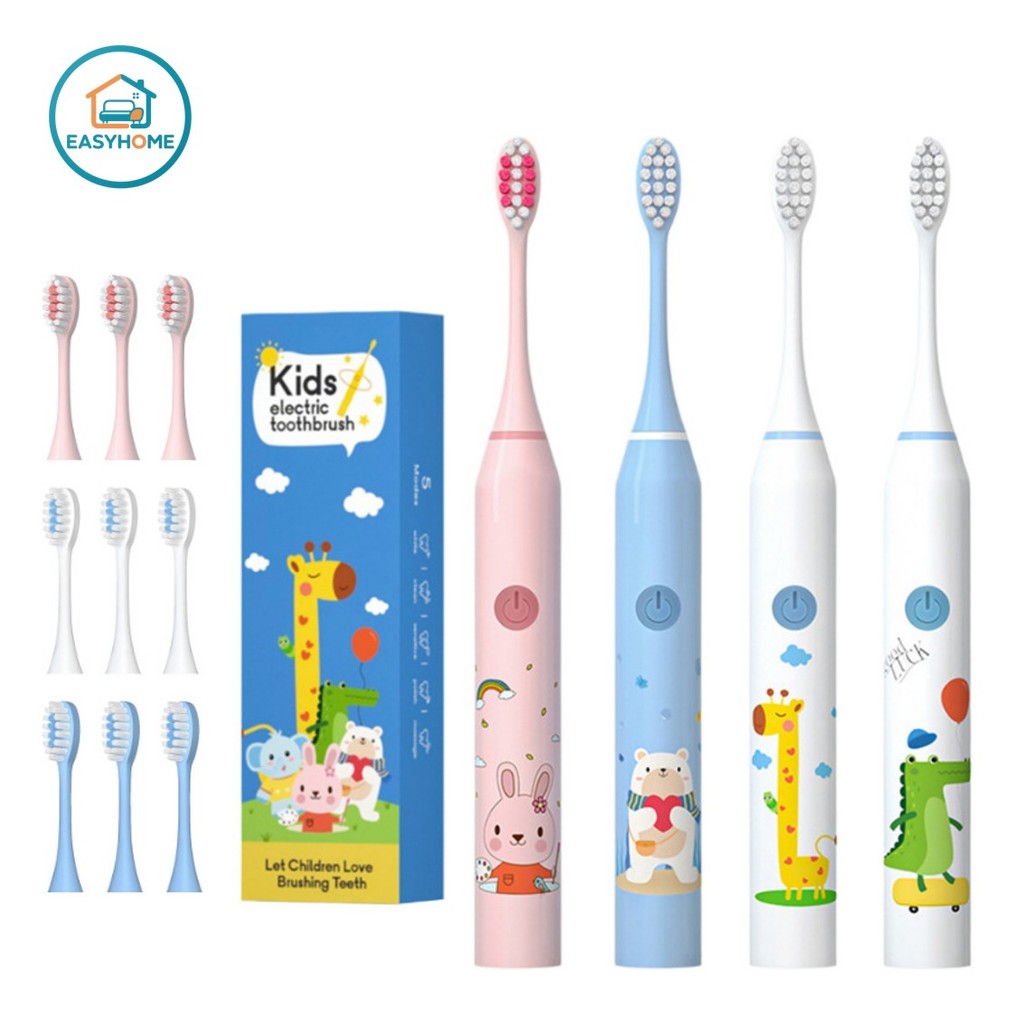 【EasyHome COD】 เด็กแปรงสีฟันไฟฟ้าครัวเรือนเดินทางแปรงสีฟันขนนุ่มแปรงสีฟันไฟฟ้าเด็กแปรงสีฟันแปรงสีฟันอัตโนมัติเต็มรูปแบบ