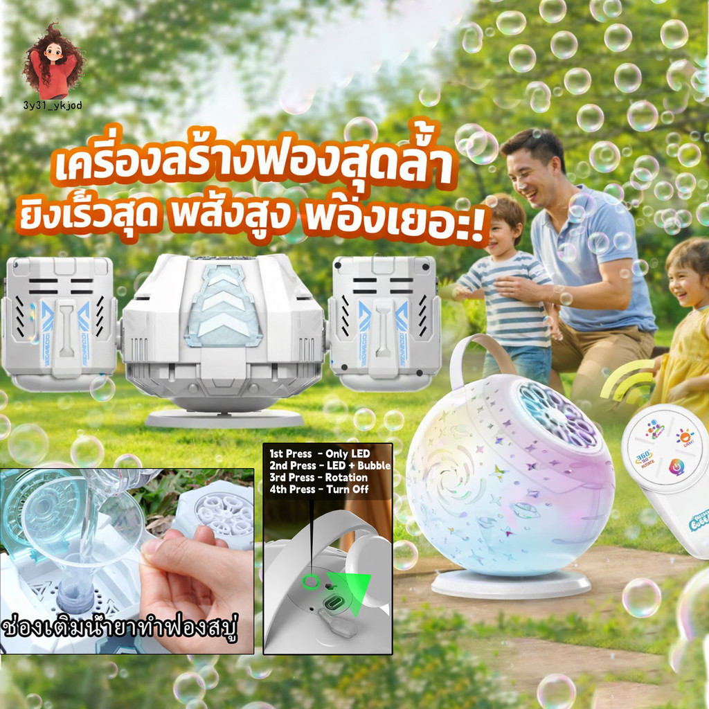【จัดส่งจากกรุงเทพฯ】Bubble Maker ของเล่น เครื่องเป่าฟองสบู่ ปืนยิงฟองสบู่ ปืนเป่าฟองอันใหญ่ มีไฟLEDสําหรับเด็กรีโมทคอน – โปรปัง