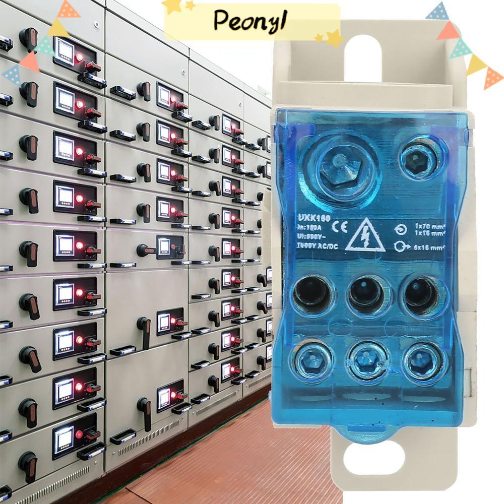 PEONY UKK160 กล่องบล็อกเทอร์มินัลราง DIN ติดตั้งง่าย 160A กล่องกระจาย, ทนทาน 690V Blue Electric Wire