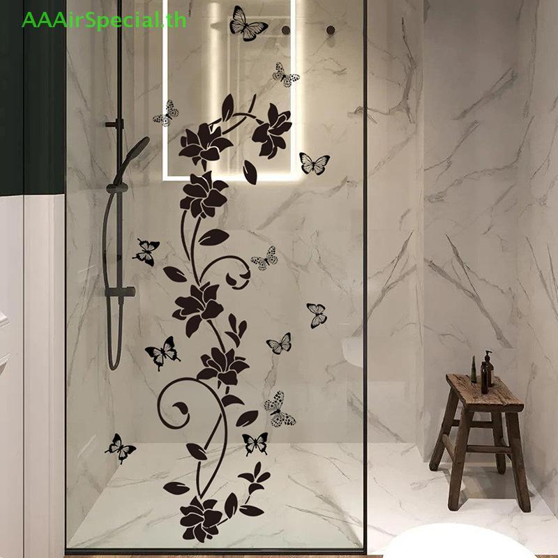 AAAirSpecial Bla Floral Iris Vine Mirror Glass Stier ตกแต่งบ้านห้องน้ํา Self-กาว Wall Stier TH
