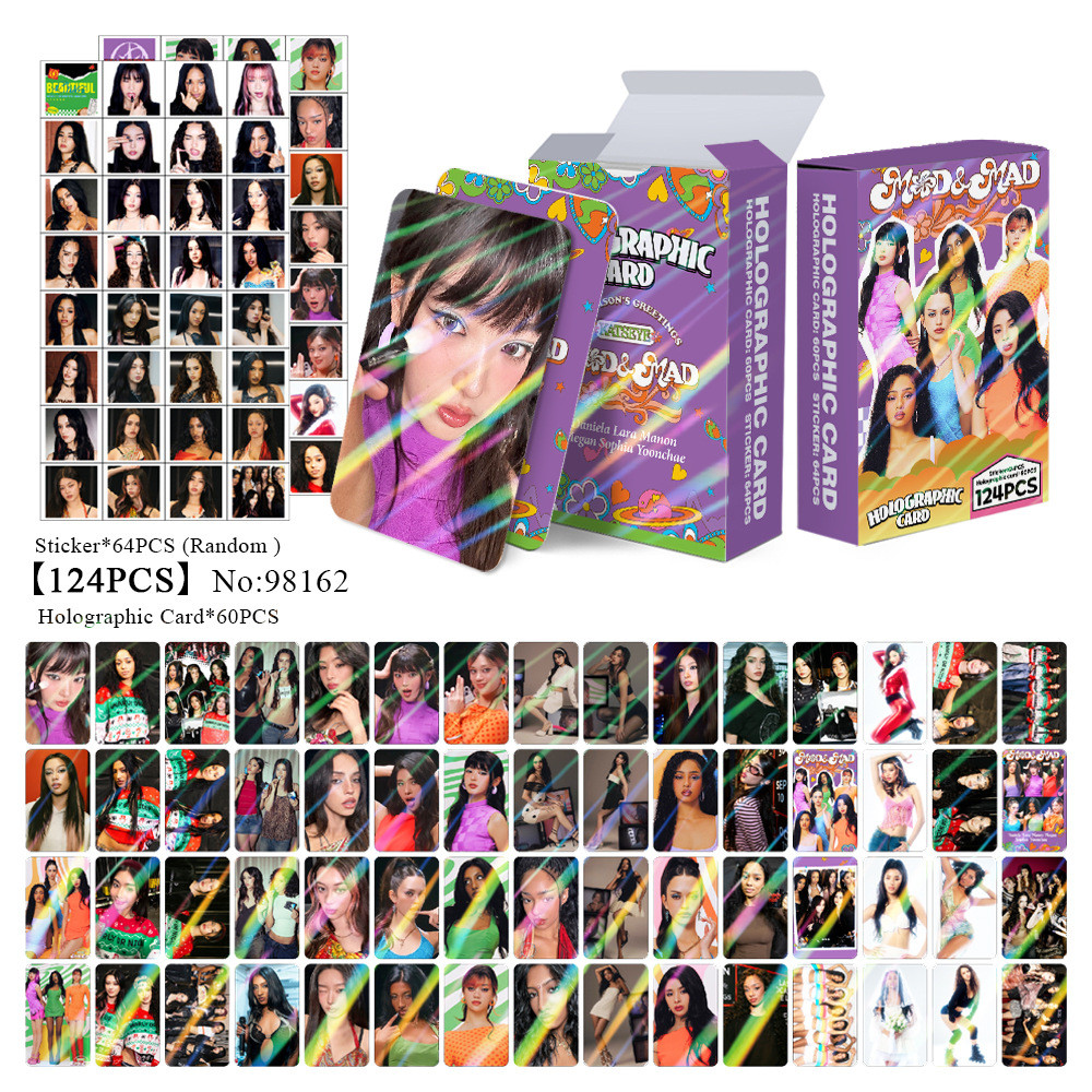 30-124pcs KATSEYE 2026 คําอวยพรฤดูกาล HOLOGRAPHIC Photocards อินเทอร์เน็ตสาวเลเซอร์การ์ด Lomo SOPHIA