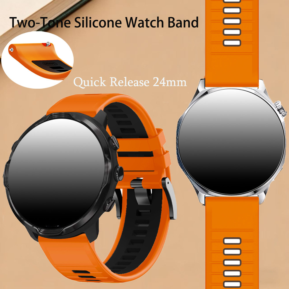 สําหรับสายนาฬิกาซิลิโคนสปอร์ต Ticwatch Pro 5 สายนาฬิกาทดแทนแบบปรับได้ 24 มม. แบบปลดเร็วสําหรับสร้อยข