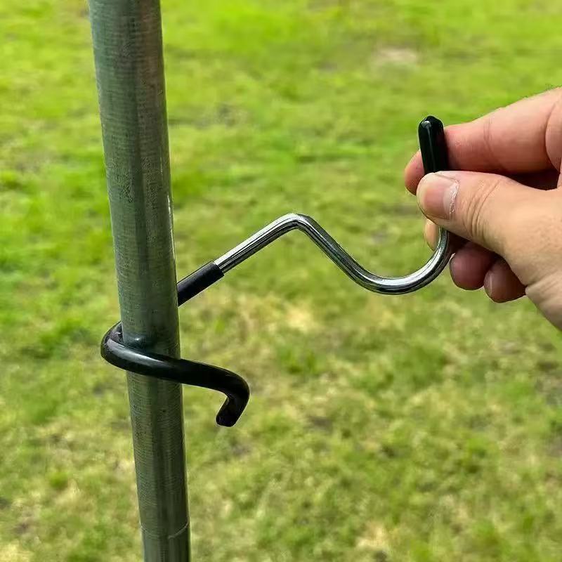 คลิปแขวนเสาหลังคา ขาตั้งไฟพกพา ตะขอแบบไม่ต้องเจาะ ตะขอหางหมู ตะขอสแตนเลสหนา - รูปที่ 3