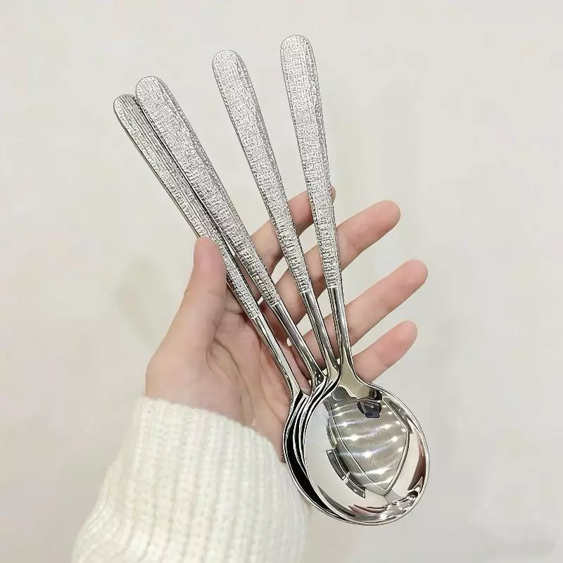 Papa ช้อนซุปสเตนเลส สไตล์เกาหลี ด้ามจับยาว สำหรับโรงแรม ห้องครัว(20cm) ช้อน ด้าม