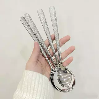 Papa ช้อนซุปสเตนเลส สไตล์เกาหลี ด้ามจับยาว สำหรับโรงแรม ห้องครัว(20cm) ช้อน ด้าม