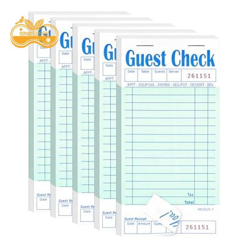 {yueynntht}5 Pack Guest Check Books Server Note Pads สําหรับร้านอาหารร้านอาหาร Order Pad 50 แผ่น/แพ็
