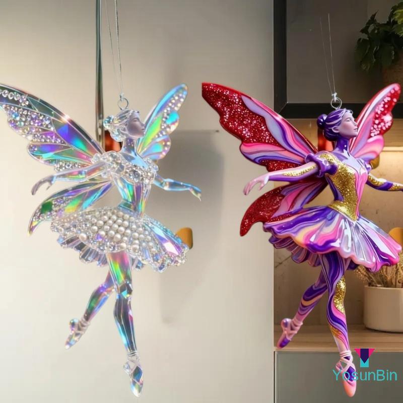 YosunBin] ประกาย 2D จี้อะคริลิค Ballerina จําลองต้นคริสต์มาสแขวนรถกระจกมองหลัง Charm เครื่องประดับตกแต่งใหม่