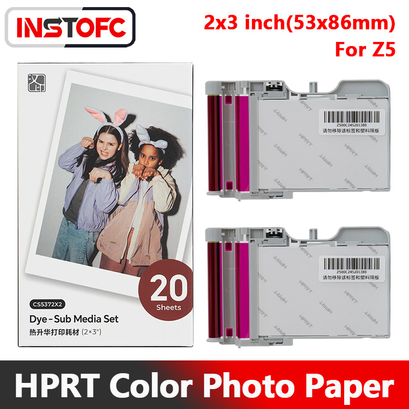 HPRT กระดาษภาพถ่ายเดิม 2x3 นิ้ว (53x86 มม.) สําหรับเครื่องพิมพ์ภาพสี Z5