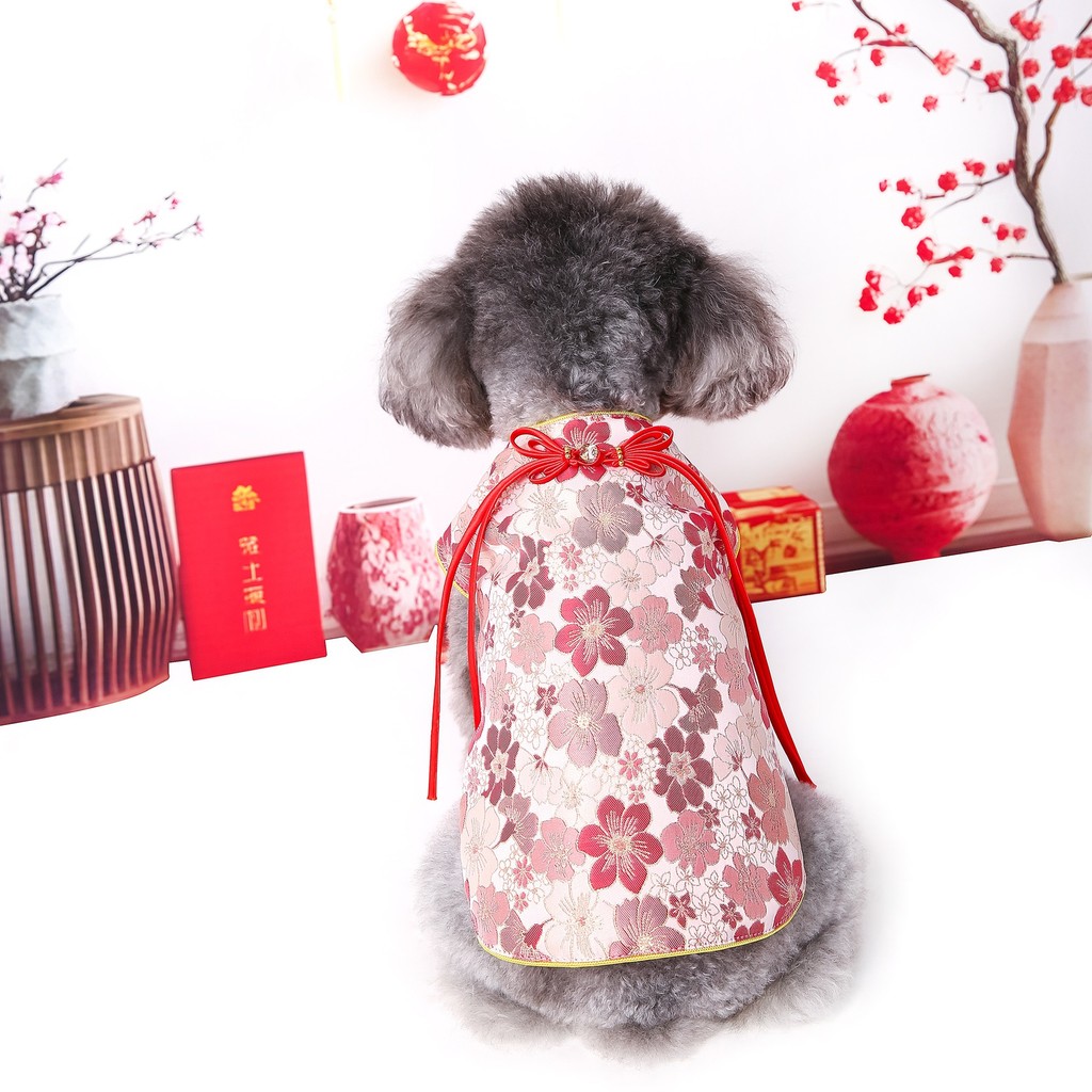 Pawsfun Pet New Year Tang Suit Vest Dog Plum Blossom Festive New Year Suit Cat Hanfu Vest