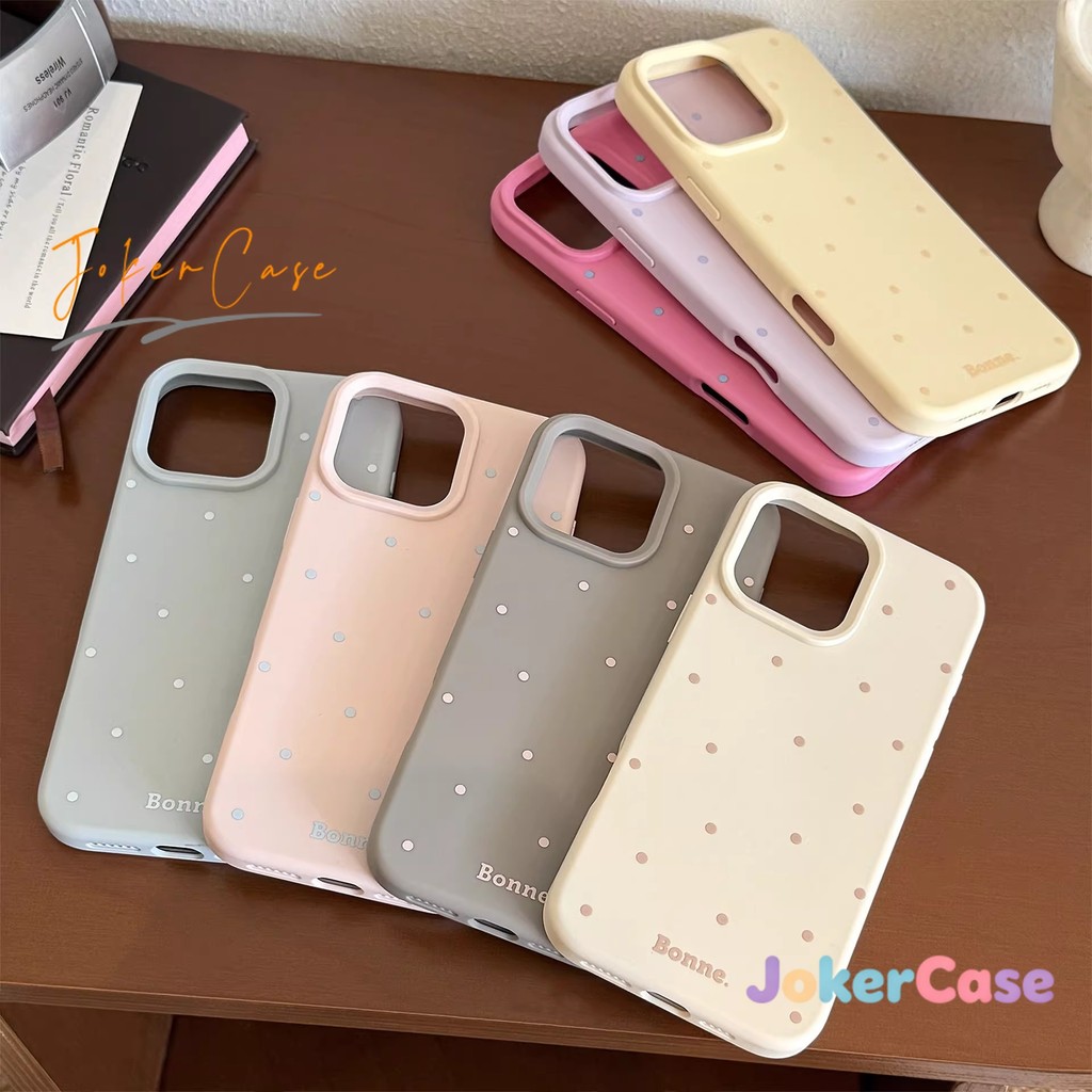 เคสสำหรับ iPhone 15 11 16 17 14 12 13 Pro Max 13 14 15 12Pro 16E 16 14 15 Plus เคสโทรศัพท์ลายจุดหลากสีเรียบง่ายและน่ารัก