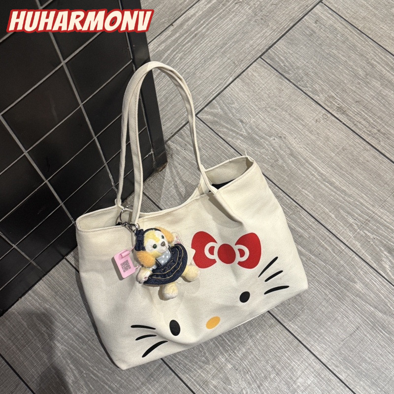 HUHarmonv ถุงโตตี ลายHello Kitty ขนาดใหญ่ สำหรับนักเรียน พกพาสะดวก