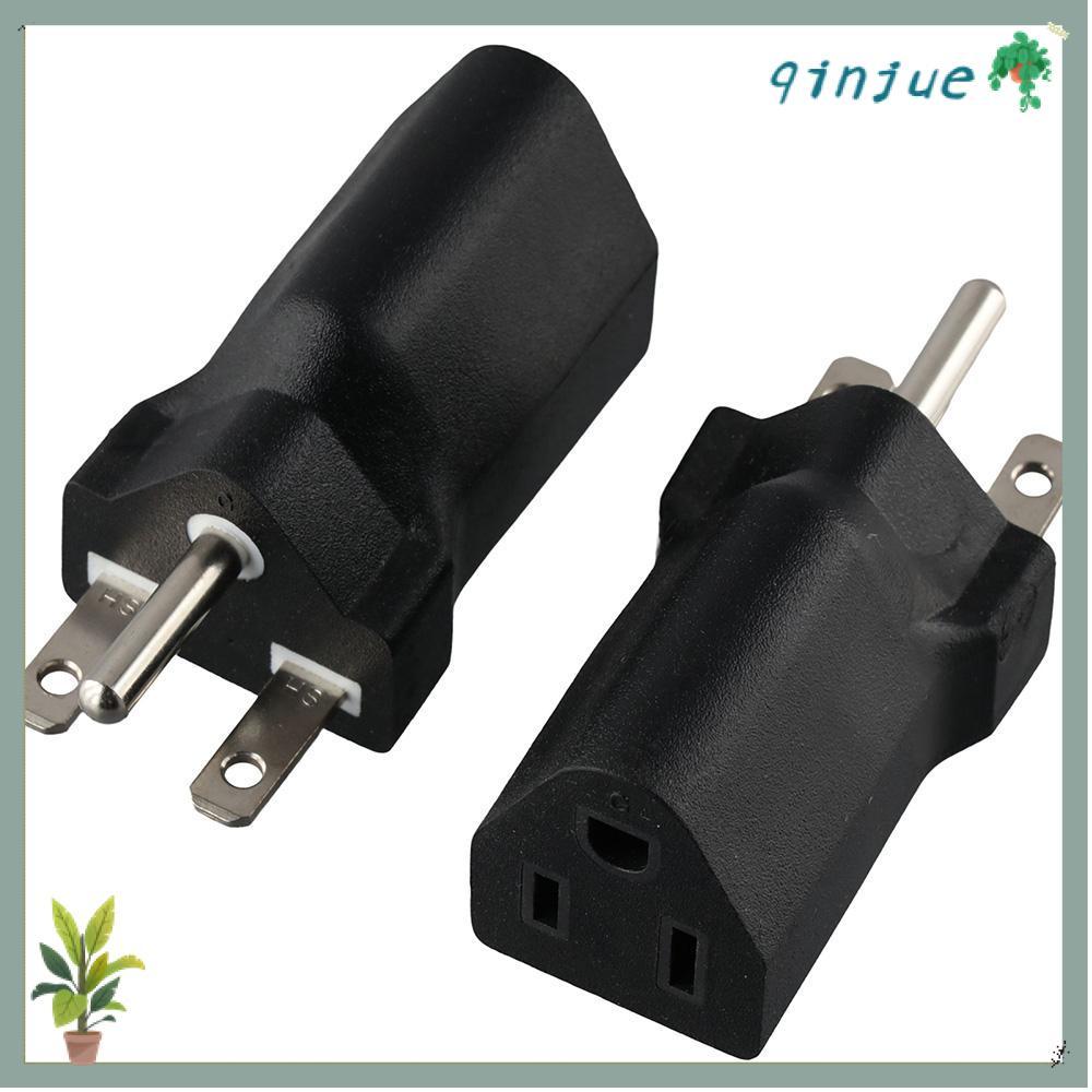 QINJUE 2 ชิ้น 3 ตาไฟฟ้า Converter,สีดําเงิน 6-15P ถึง 5-15R ปลั๊กอเมริกันอะแดปเตอร์,พลาสติกทองแดงทนท