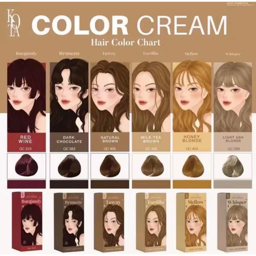 ส่งด่วน KOTA COSMETICS 100 ml.โคทา คอสเมติก คัลเลอร์ ครีม วิทเปอร์ สีย้อมผม ( มีให้เลือก  9  เฉดสี )