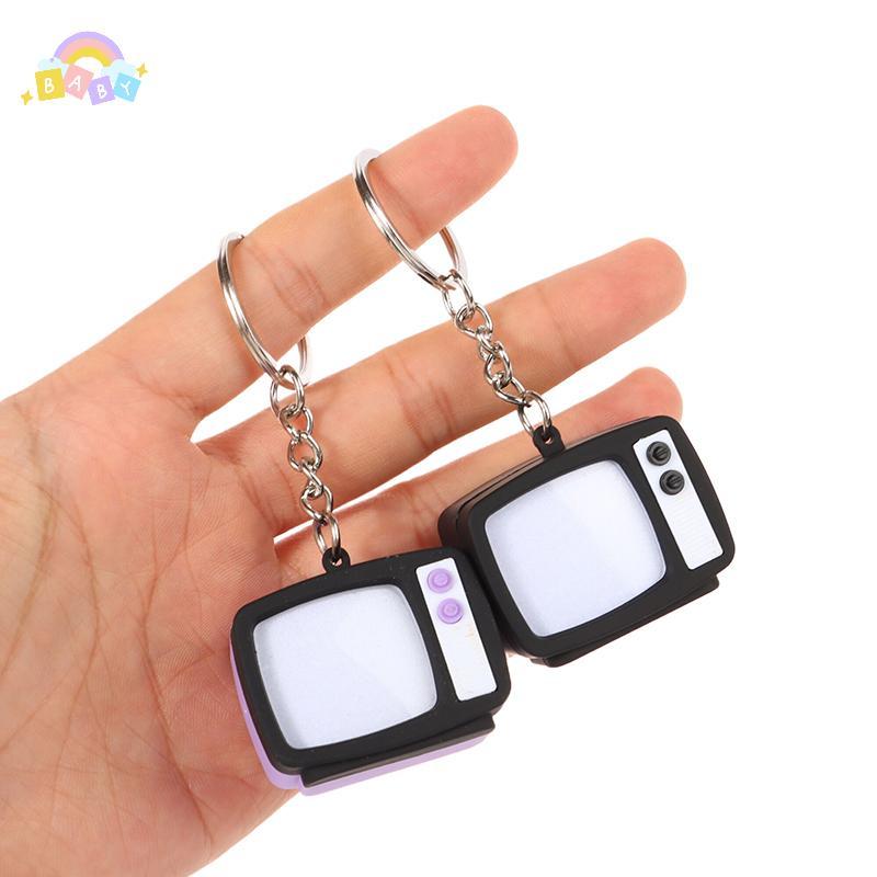 [BB-t] Mini Vintage TV Set พวงกุญแจจําลอง LED Sound TV Model Keyring Creative โทรทัศน์ Key Holder จี้กระเป๋ากุญแจรถใหม่