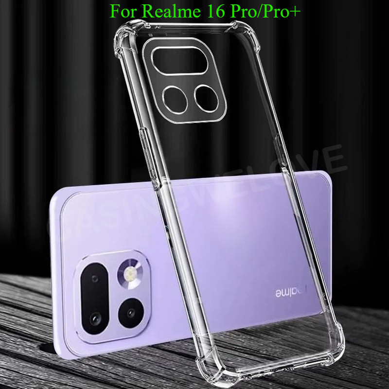 เคสโทรศัพท์สําหรับRealme 16 Pro + 16T Pro 16T 4G 5G 2026 โปร่งใสกันกระแทกปกหลังซิลิโคนนุ่มTPUกันกระแทกเคสโทรศัพท์