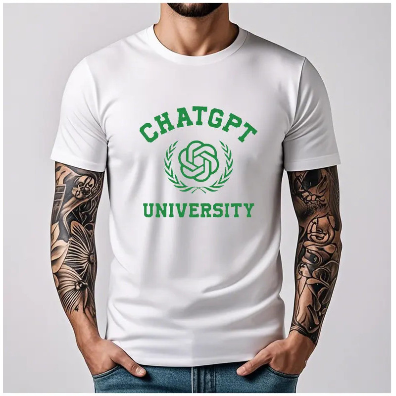 เสื้อยืดลายมีมตลกของ ChatGPT University สำหรับผู้หญิงและผู้ชาย เสื้อยืดคอตตอน คอกลม แขนสั้น เสื้อยืด