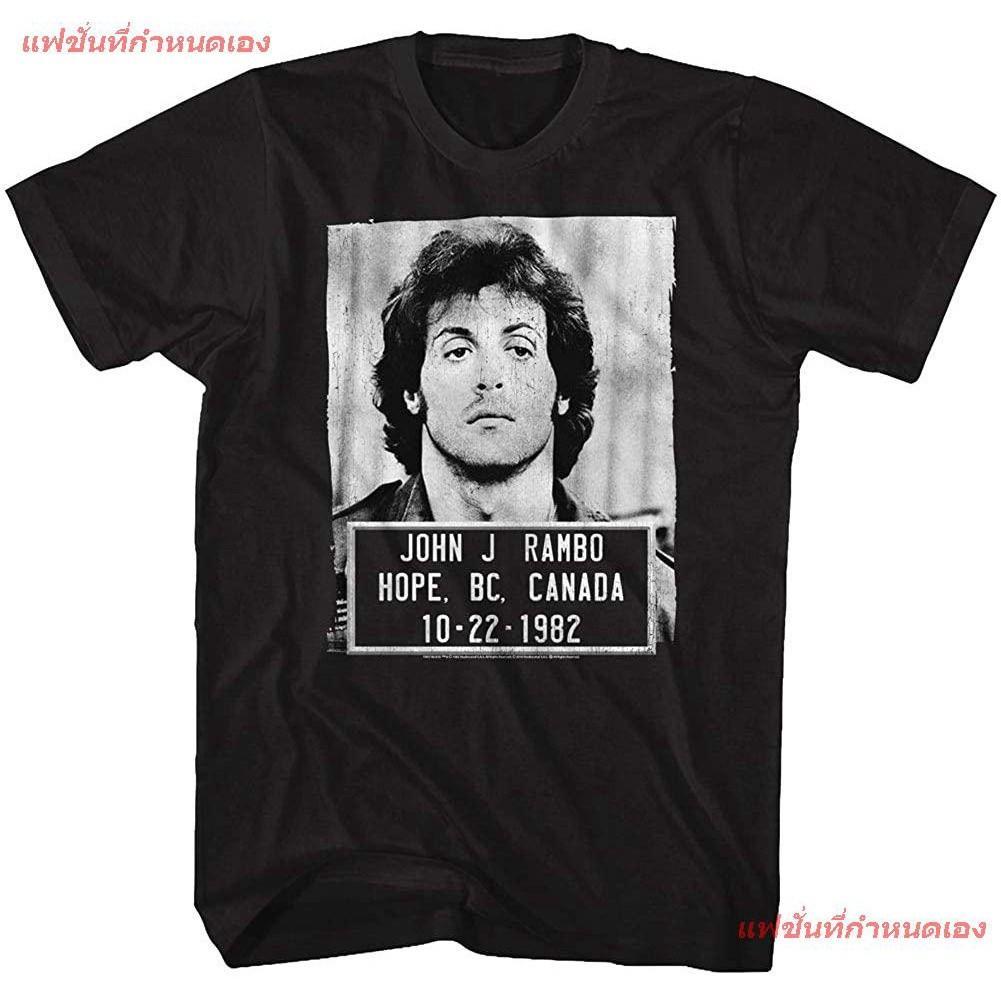 COD- เสื้อยืดผู้ใหญ่สีดำลาย Rambo Movie Series John J. Rambo Canada 1982 Mugshot