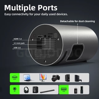 GOOJODOQ Type-C Powered Mini Projector Auto Keystone & Electronic Focus Android 13, Wi-Fi 6 & Bluetooth 4.2