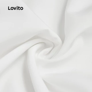 Lovito แคชชวล เสื้อเบลาส์สีขาวฤดูใบไม้ผลิ/ฤดูร้อนผูกเชือกลําลองสําหรับผู้หญิง เกาหลี อินเทรนด์ L136AD094