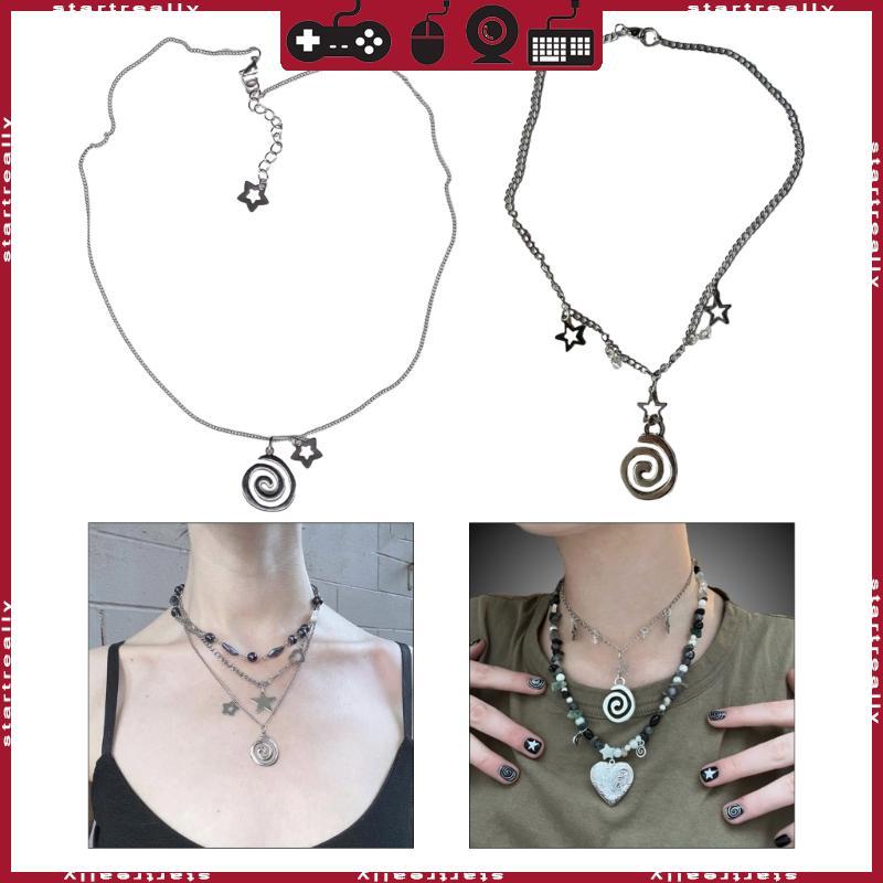 สร้อยคอมุก vortex star pendant พร้อมคล้องคอแบบ choker สำหรับลุคทันสมัย