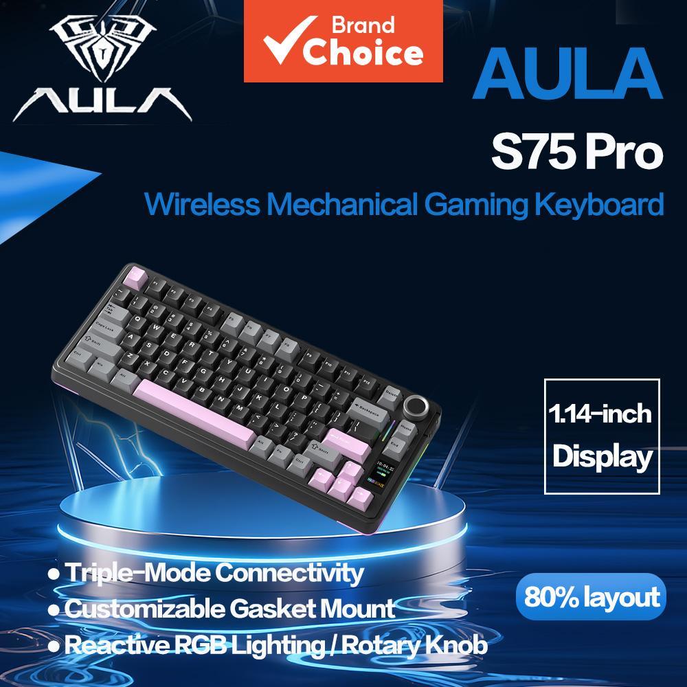 คีย์บอร์ดไร้สาย - AULA S75Pro - คีย์บอร์ดแมคคานิคอลแบบ Gasket,เลย์เอาท์ US