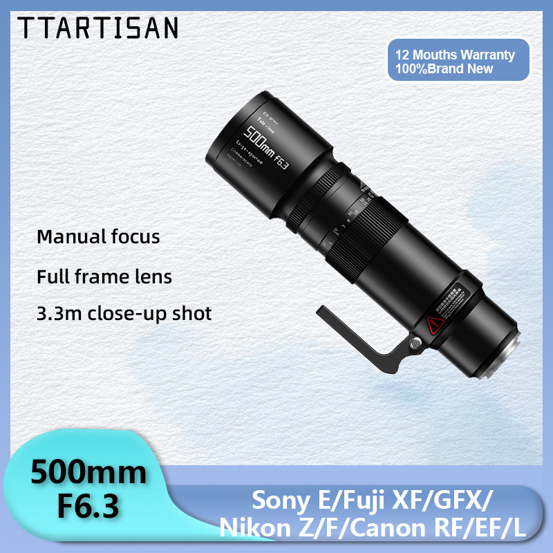 TTartisan 500mm F6.3 โฟกัสแบบแมนนวลเลนส์กล้องถ่ายภาพแบบเทเลโฟโต้แบบเต็มเฟรมสําหรับ RF EZL