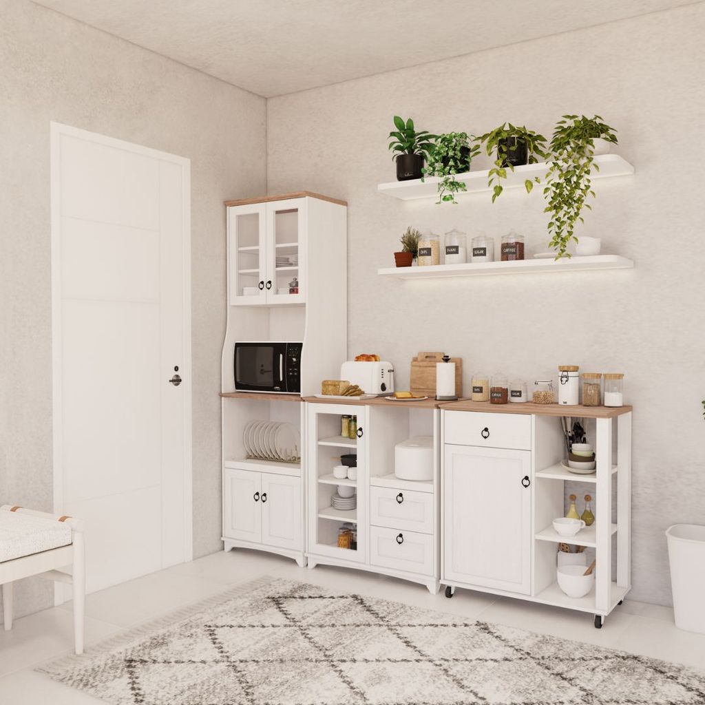 Looms ตู้ครัว 80+60 & ตู้ไอส์แลนด์  รุ่น GANSO สีขาว  แบรนด์ LOOMS