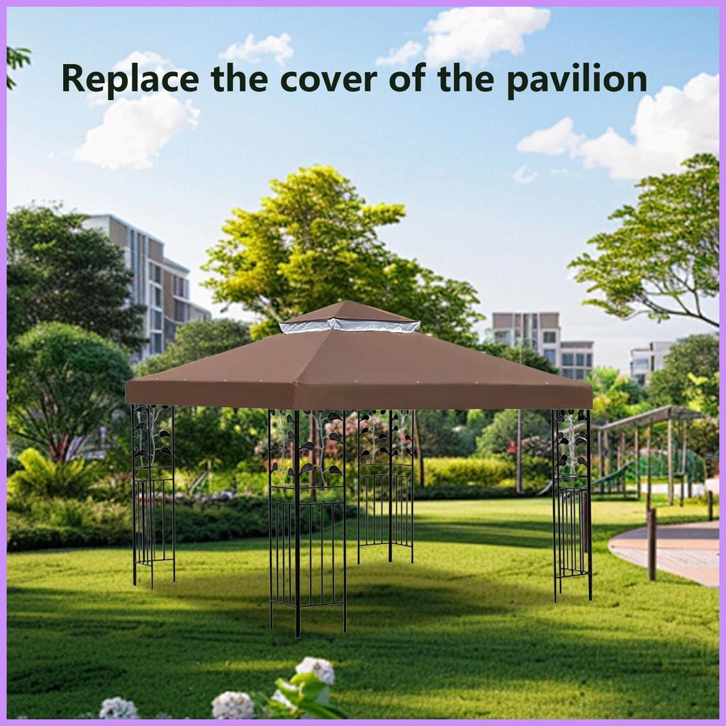 Gazebo เปลี่ยนด้านบน Double Tiered Canopy ฝาครอบด้านบนหลังคา Hardtop 10X10Ft Shade สําหรับย่าง Patio