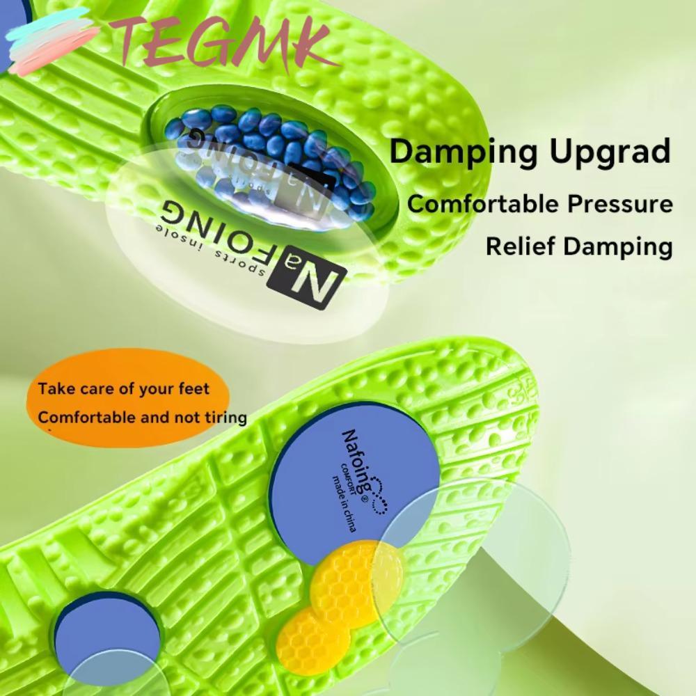 TEGMK Sneaker Insoles, 4D ความยืดหยุ่นสูง Orthopedic Insoles, Shock Absorption Anti-pain Soft PU Boo