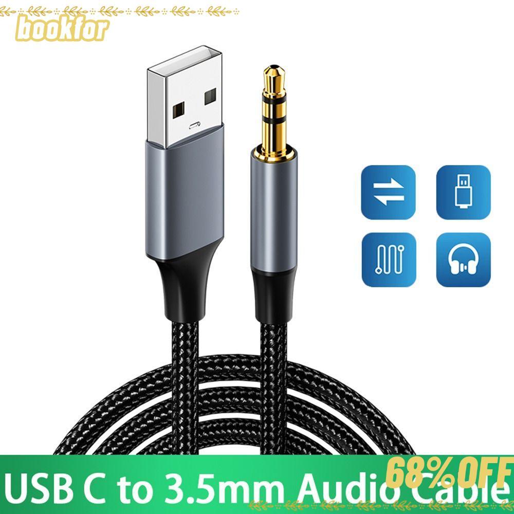 BOOKFOR สายอะแดปเตอร์ USB ถึง 3.5 มม. USB A ถึง 3.5 แจ็คสําหรับแล็ปท็อป PC ชายกับชาย