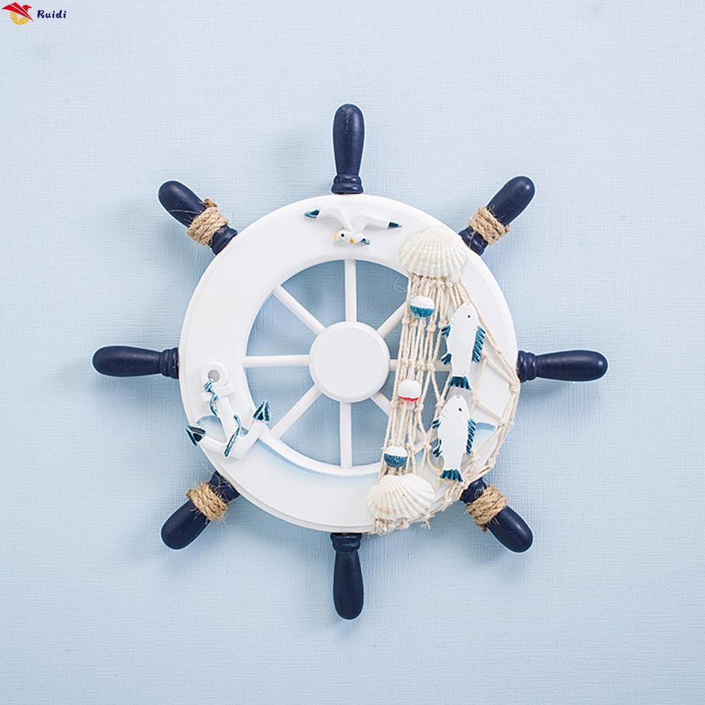 Nautical เรือพวงมาลัย Rudder เครื่องประดับไม้ Rudder Wall Decor สําหรับห้องน้ําประตูแขวนเครื่องประดั