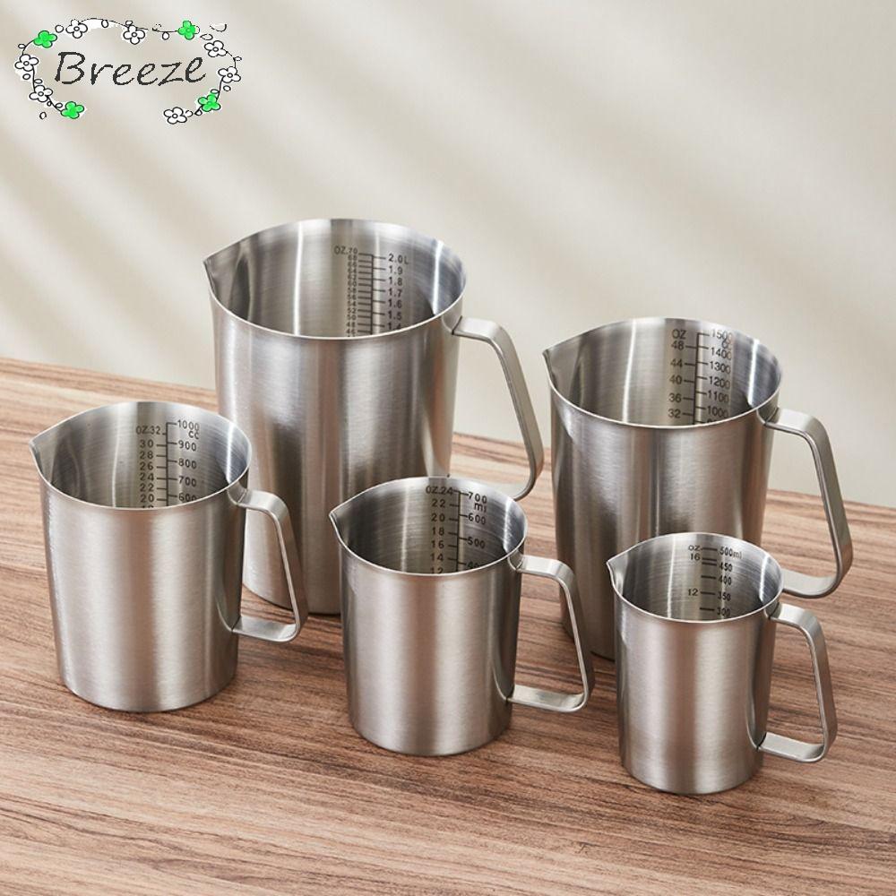 BREEZE บีกเกอร์ห้องปฏิบัติการหนาพร้อมฝาปิดถ้วยตวงการออกแบบขนาดด้านใน 304 สแตนเลสความจุขนาดใหญ่ Liqui