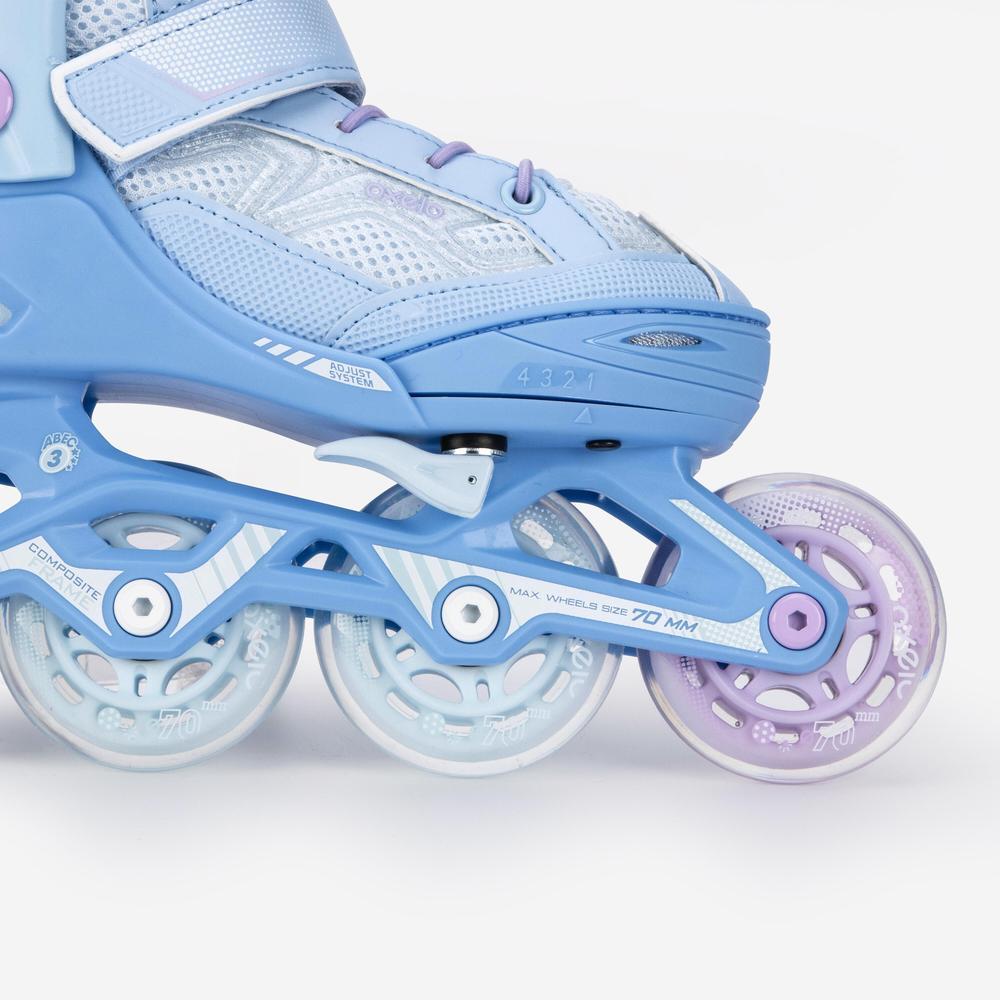 Decathlon Kids' Inline Fitness Skates รองเท้าอินไลน์สเก็ตเด็กเพื่อการออกกำลังกาย รุ่น Fit3 - Light Blue - รูปที่ 3