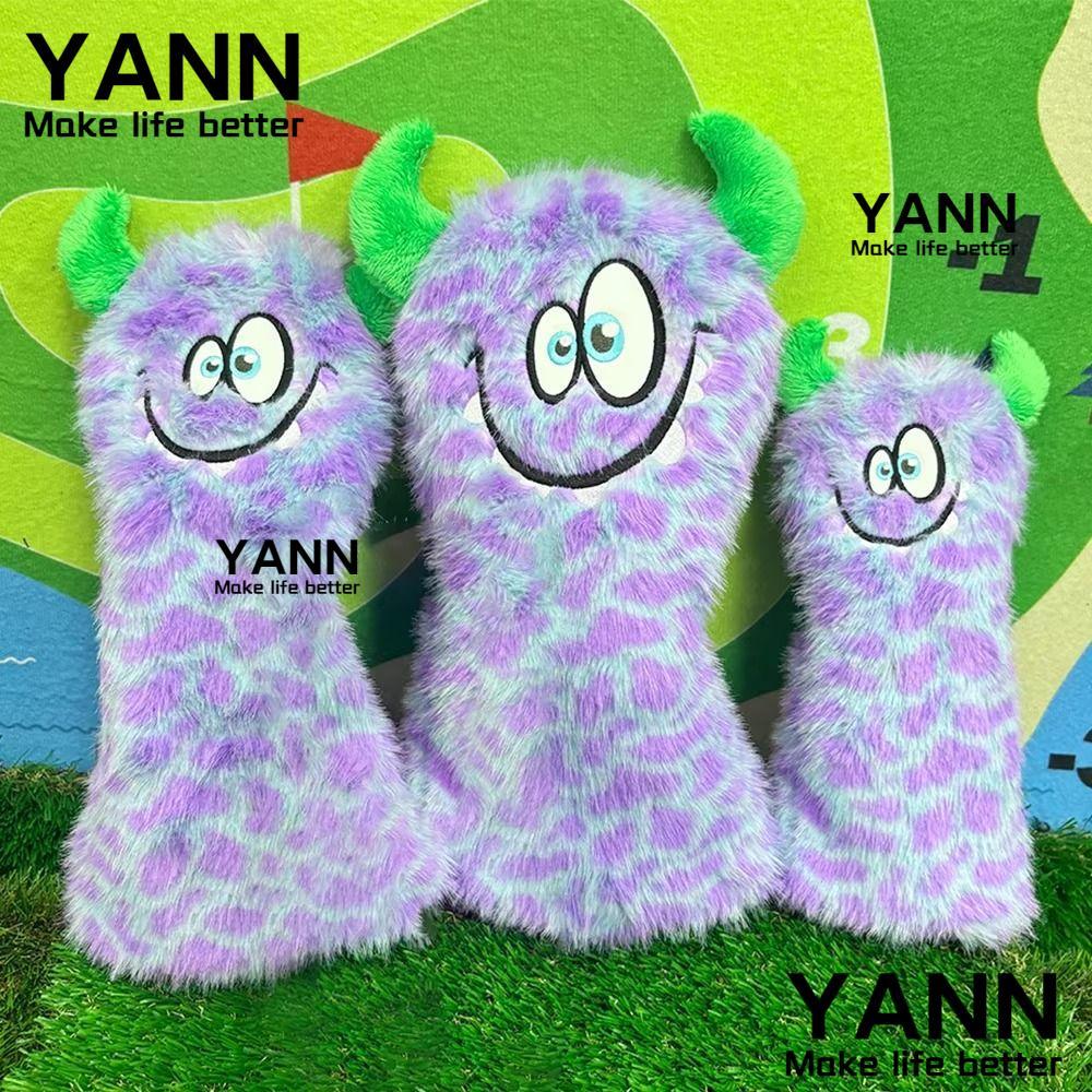 YANN Golf Wood Cover ปกหัวไม้กอล์ฟสีม่วงนุ่มนวล ออกแบบในสไตล์การ์ตูน