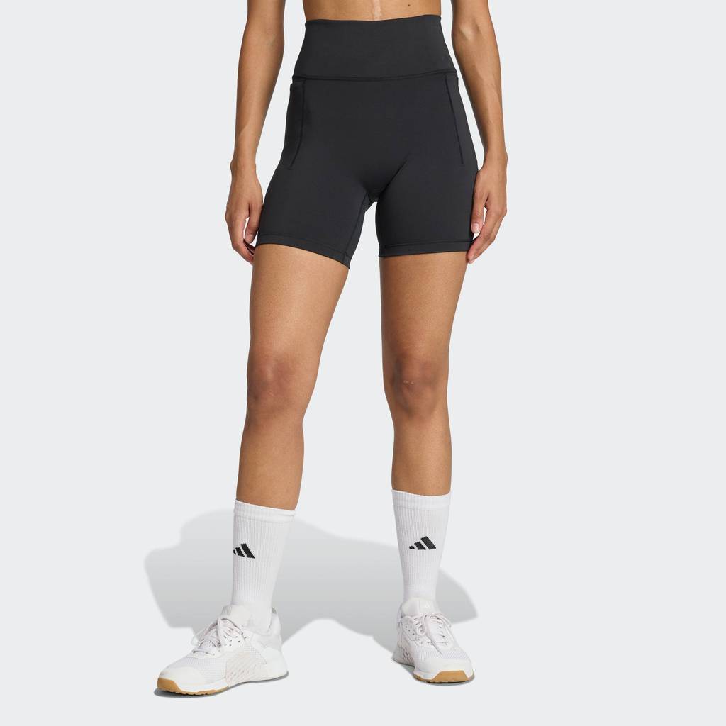 adidas Gym & Training กางเกงเลกกิ้งสั้นออกกำลังกาย Optime ผู้หญิง สีดำ JZ1070