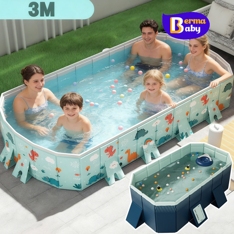 Berma Baby สระว่ายน้ำพับได้ ไม่ต้องเป่าลมหนา5ชั้น PVC พับเก็บได้ เล่นได้ทั้งครอบครัว