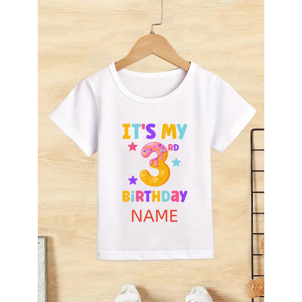 ItS My Birthday Shirt, Donut Lover Birthday Tshirt, 3th-8th Birthday Party Girls TShirt เด็กน่ารัก P