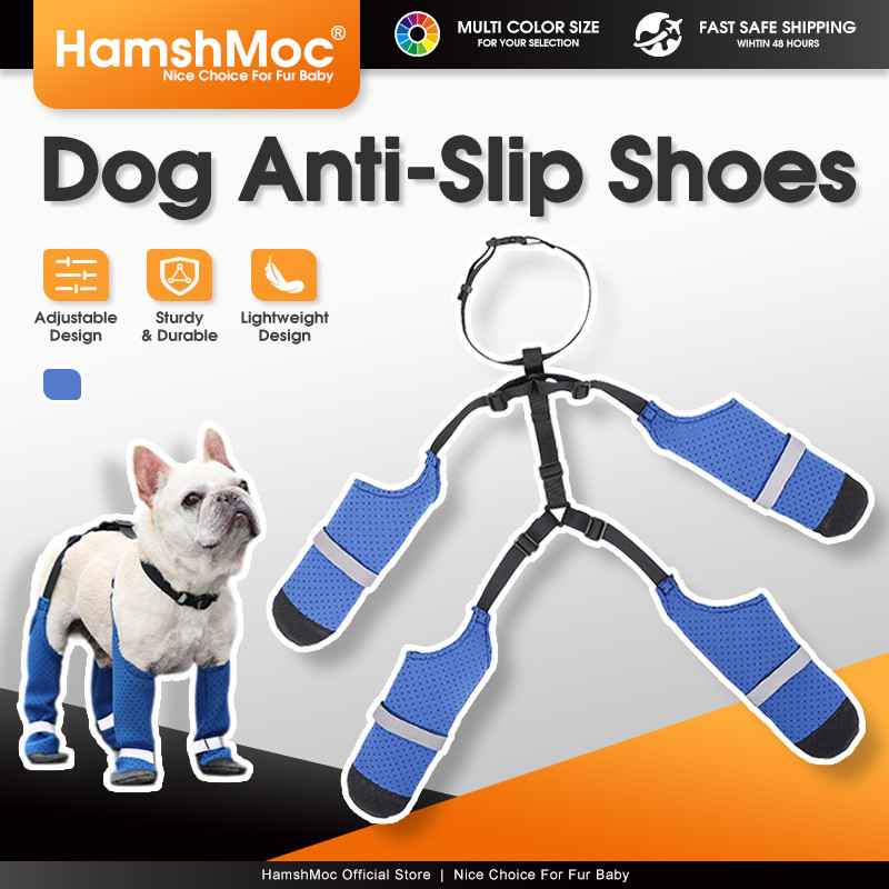 HamshMoc ฮามอค รองเท้าสัตว์เลี้ยงสําหรับสุนัขรองเท้ากันลื่นสายรัดสะท้อนแสงแบบปรับได้ระบายอากาศทุกฤดูกาลใช้