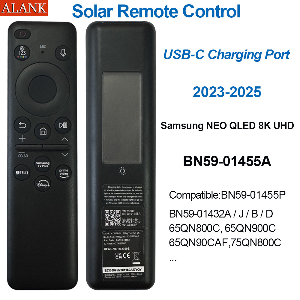 ALANK ใหม่ คำสั่งเสียง Solar รีโมท Samsung LED สมาร์ท Android ทีวี 8K UHD BN59-01455A FOR2023-2025